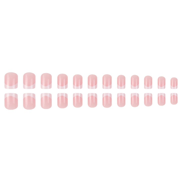 Elegant French Tip Press-On Nails with Glossy Finish Bowlift