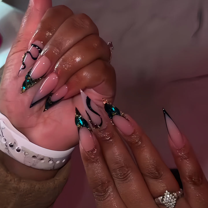 Glamorous Stiletto Nail Extensions Bowlift