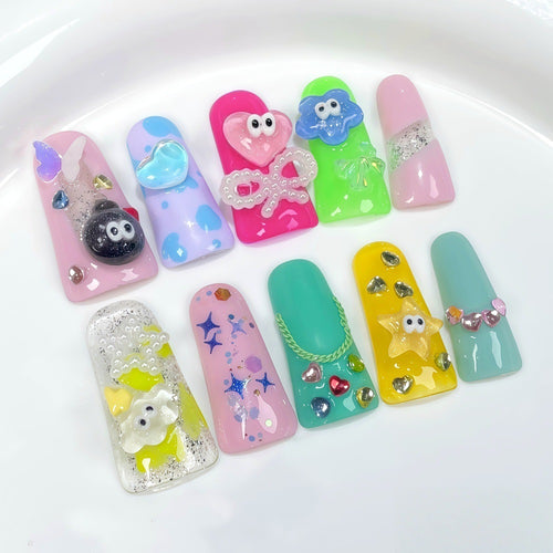 Creative press-on nails with playful 3D designs Bowlift