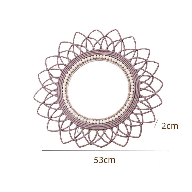 Decorative wall mirror with rattan frame Bowlift