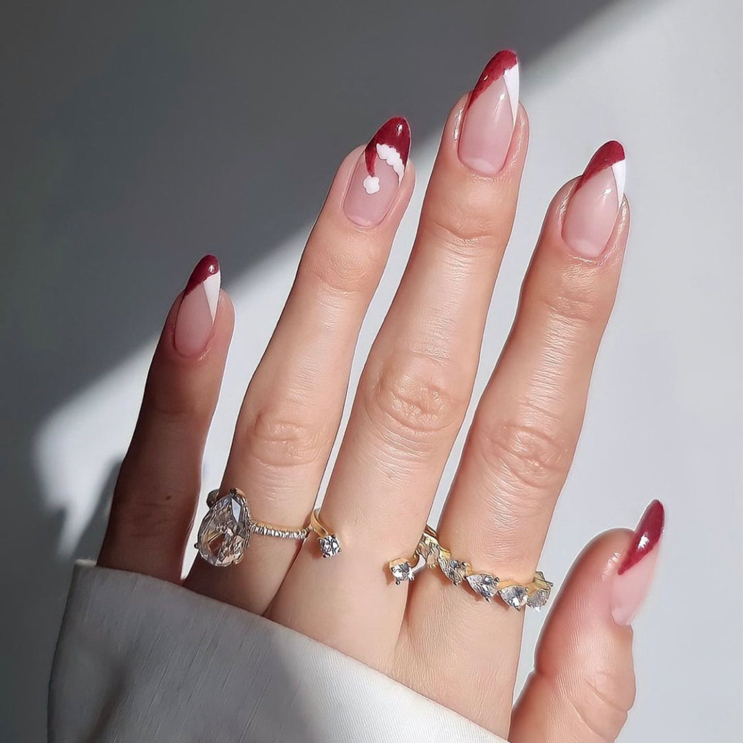 Acrylic nail set with stylish French tip design and elegant color gradients Bowlift