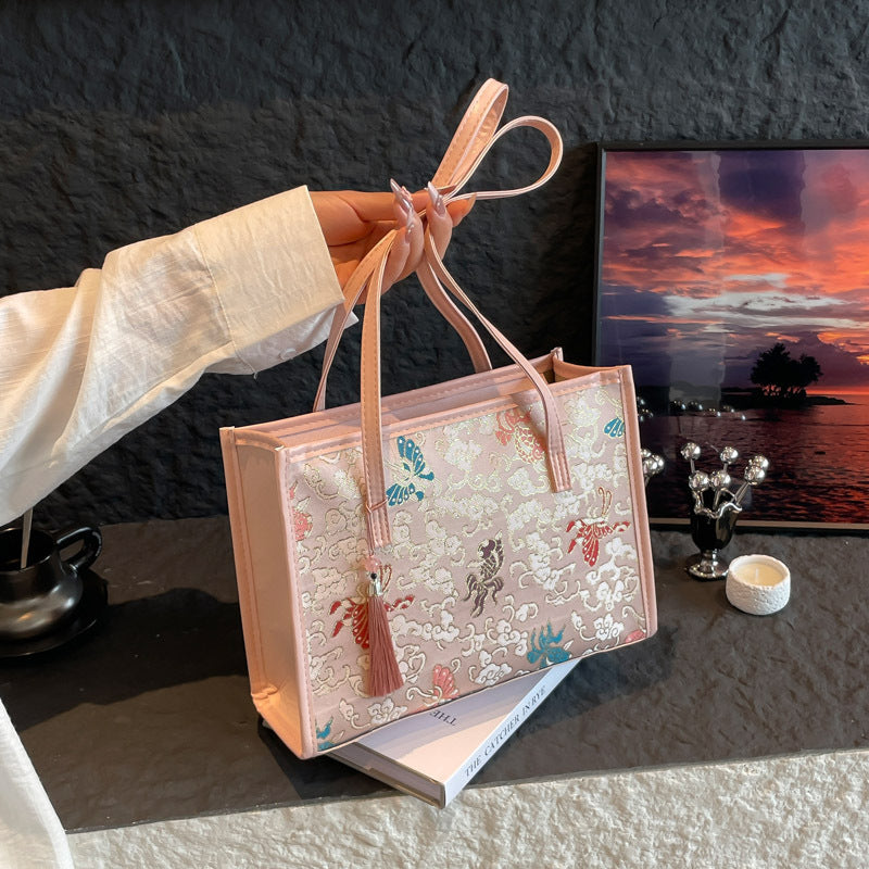 Embroidered Butterfly Pattern Handbag Bowlift