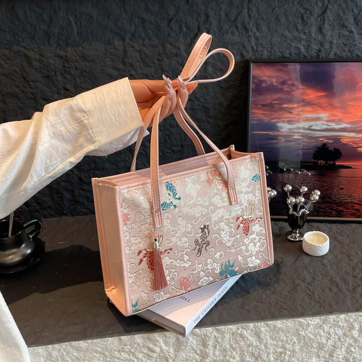 Embroidered Butterfly Pattern Handbag Bowlift
