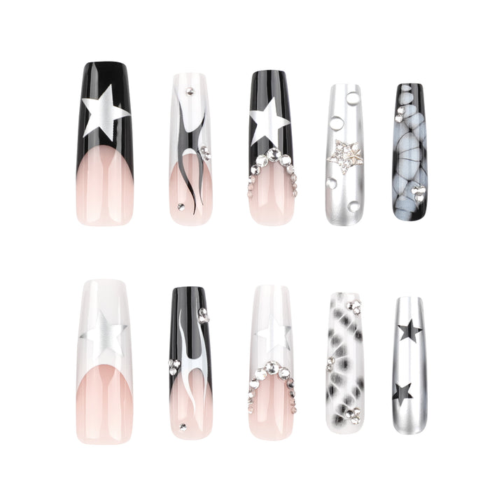 Artificial Nail Set with Glamour Accents Bowlift