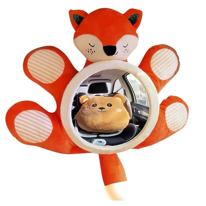 Plush Infant Tummy-Time and Crib Mirror with Padded Bear Frame