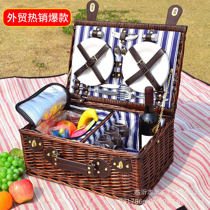 Women's luxurious picnic basket with integrated dish set and insulated cooling function Bowlift