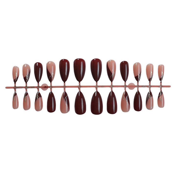 Elegant Press-On Nail Set with Unique Marble and Gradient Patterns Bowlift