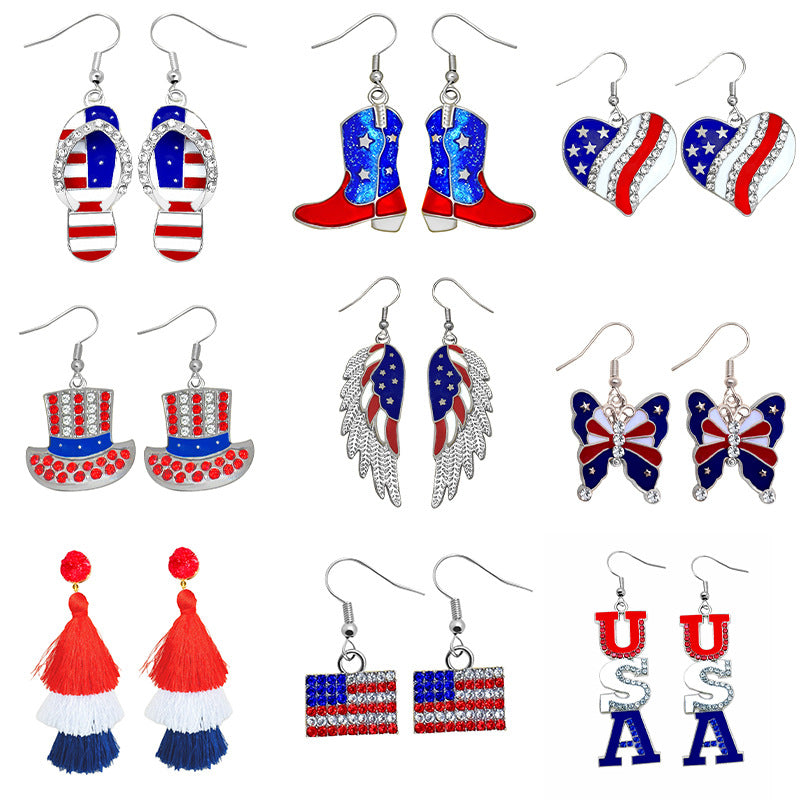 Women's earrings in flip-flop design with crystal embellishment and enamel flag motif Bowlift
