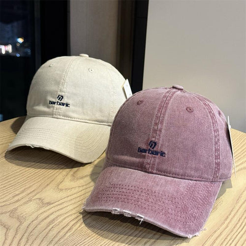 Men's Distressed Cotton Twill Baseball Cap Bowlift