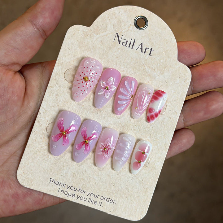 Artistic Floral Press-On Nail Collection Bowlift