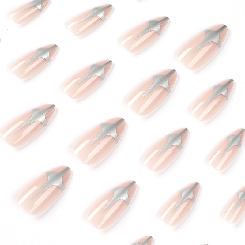 Artful Stiletto Nails with Silver Accents Bowlift