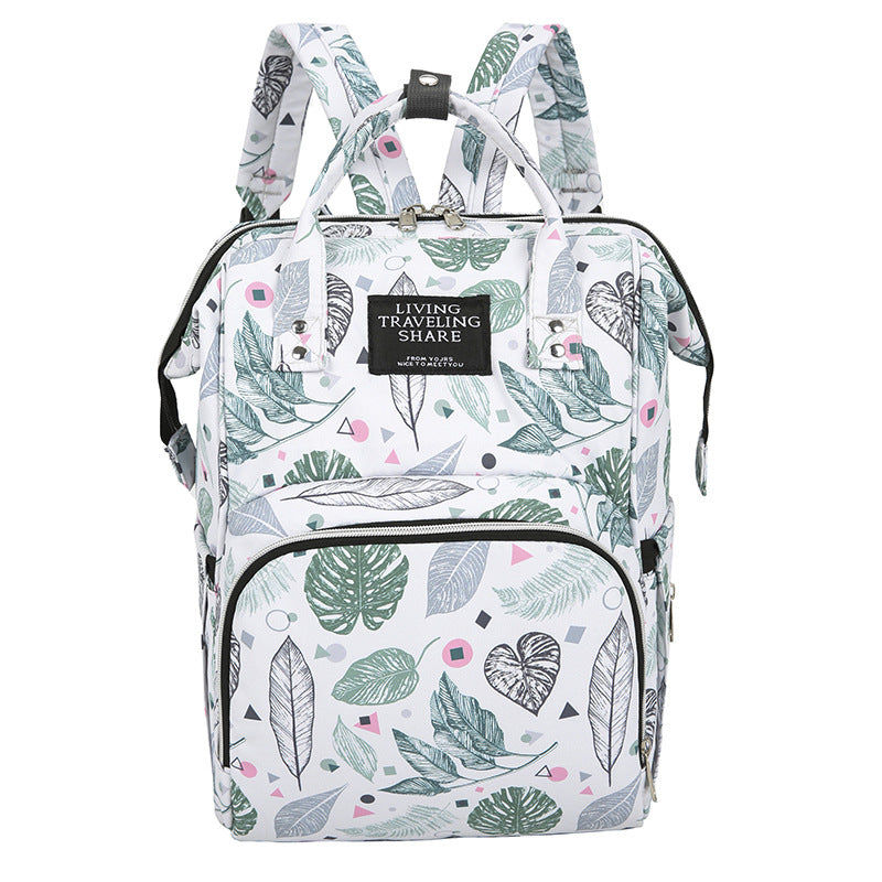 Versatile Leaf Print Travel Backpack Bowlift