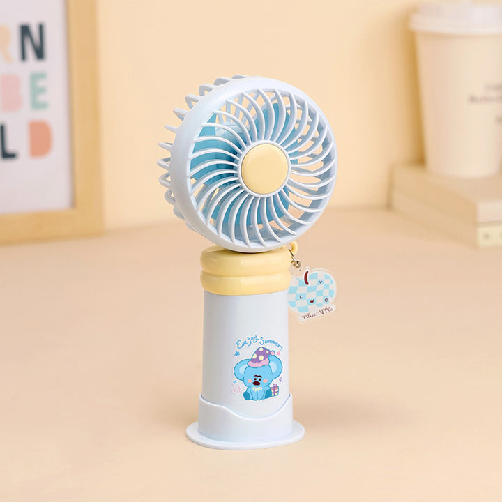 Ladies wearable handheld fan with playful dog design Bowlift