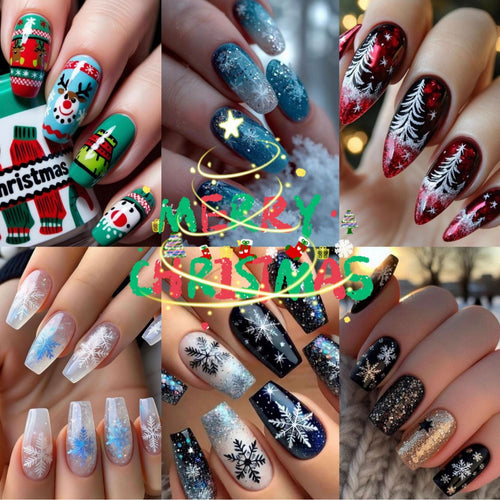 Festive artificial nails in Christmas design Bowlift