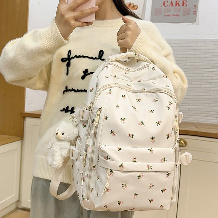 Flower-embellished Backpack Bowlift
