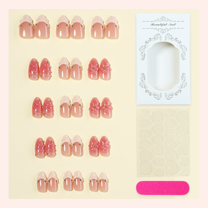 Nail set with luxurious flower and glitter accents Bowlift