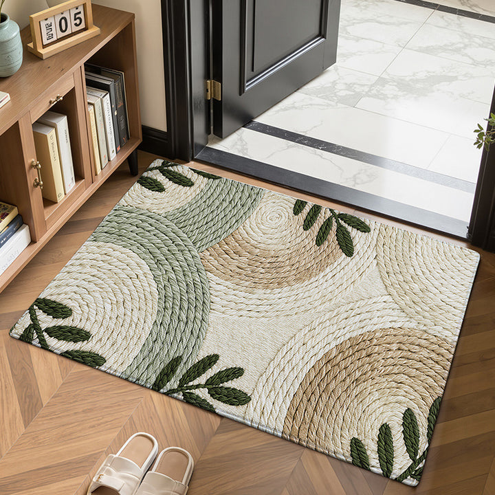 Textured Leaf Print Entrance Mat Bowlift