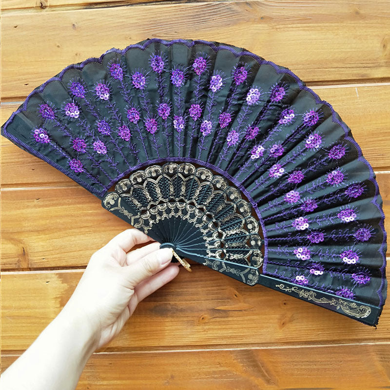 Women's high-quality lace fan with artistic floral motifs Bowlift