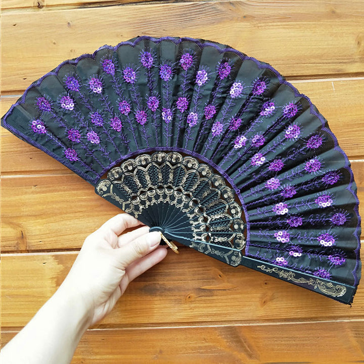 Women's high-quality lace fan with artistic floral motifs Bowlift