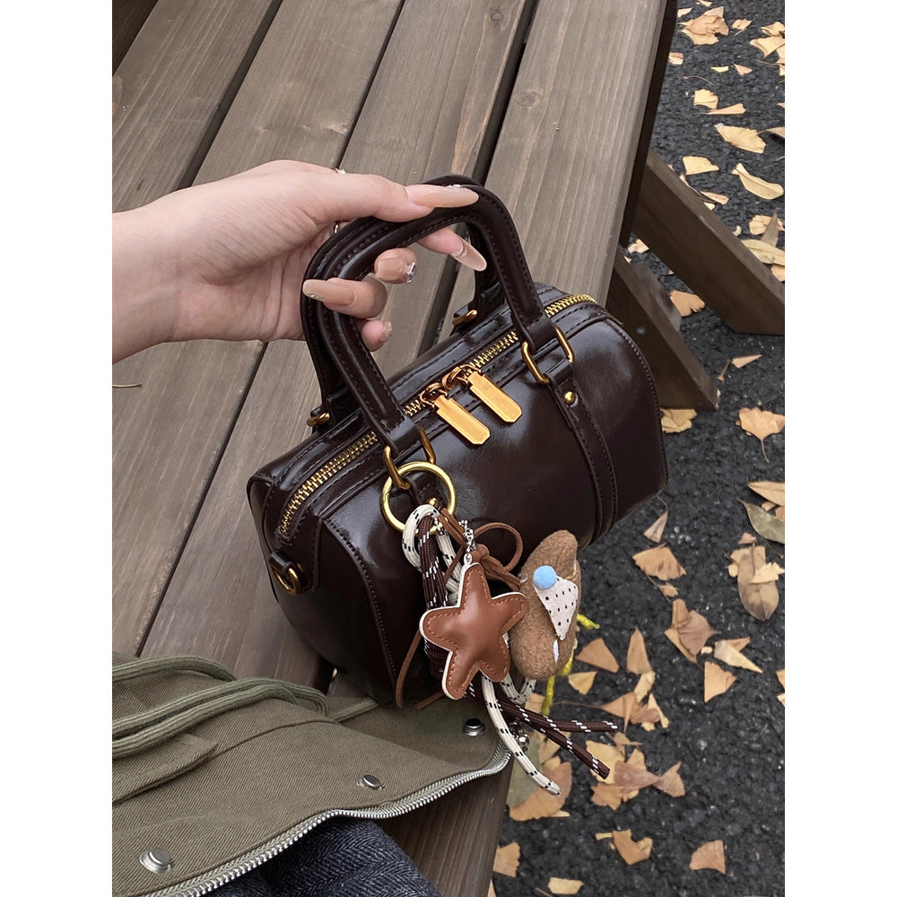 Soft Leather Handheld Satchel Bowlift