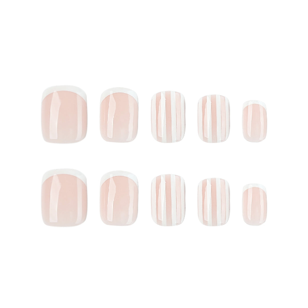 Artificial nail art with stripe pattern Bowlift