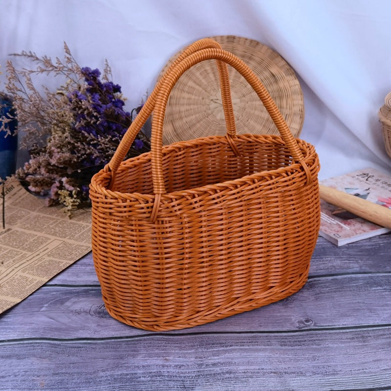 Women braided storage basket with sturdy carrying handles Bowlift
