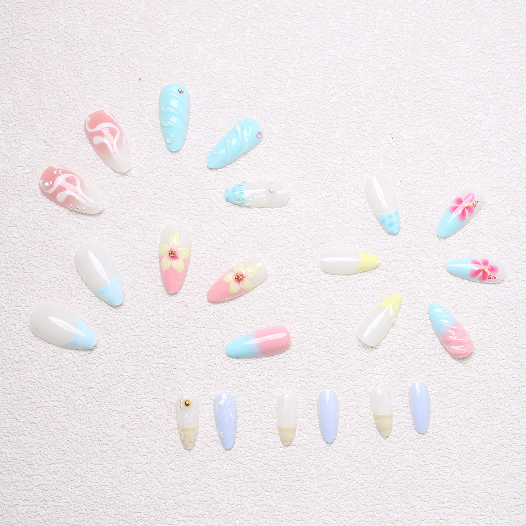 Artistic Nail Tips with Shell Design Bowlift