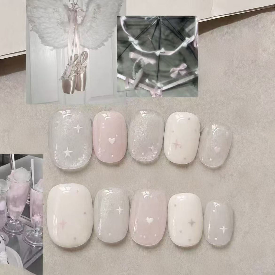 Dreamy Hearts and Stars Press-On Nail Art Set Bowlift