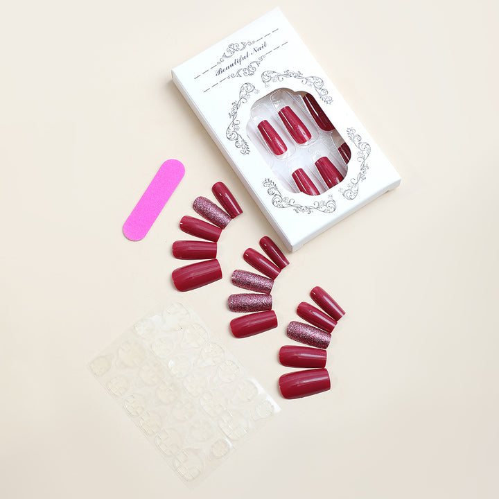 Decorative Press-On Nail Set with Glittered and Classic Designs Bowlift