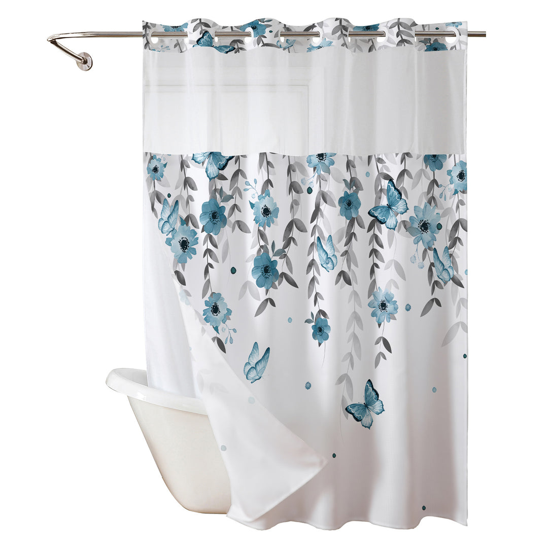 Floral Butterfly Shower Curtain Bowlift