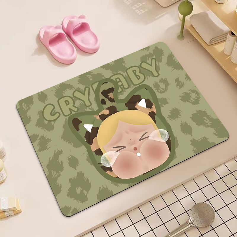 Playful Cartoon Cat-Themed Bath Mat