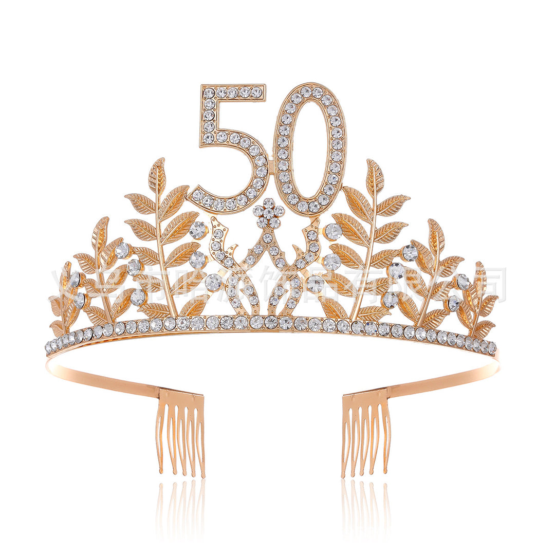 Women's Glamorous Birthday Crown with Shining Rhinestones Bowlift