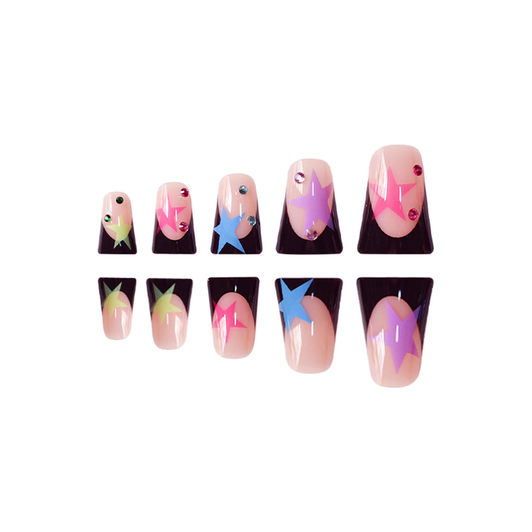 Artistic Stiletto Nail Art Set with Star Accents Bowlift