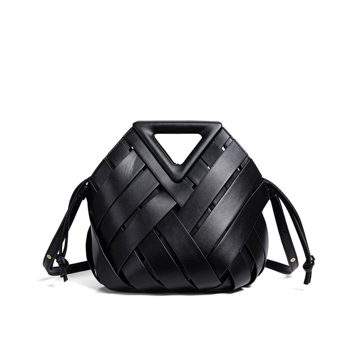 Woven Leather Handbag Bowlift