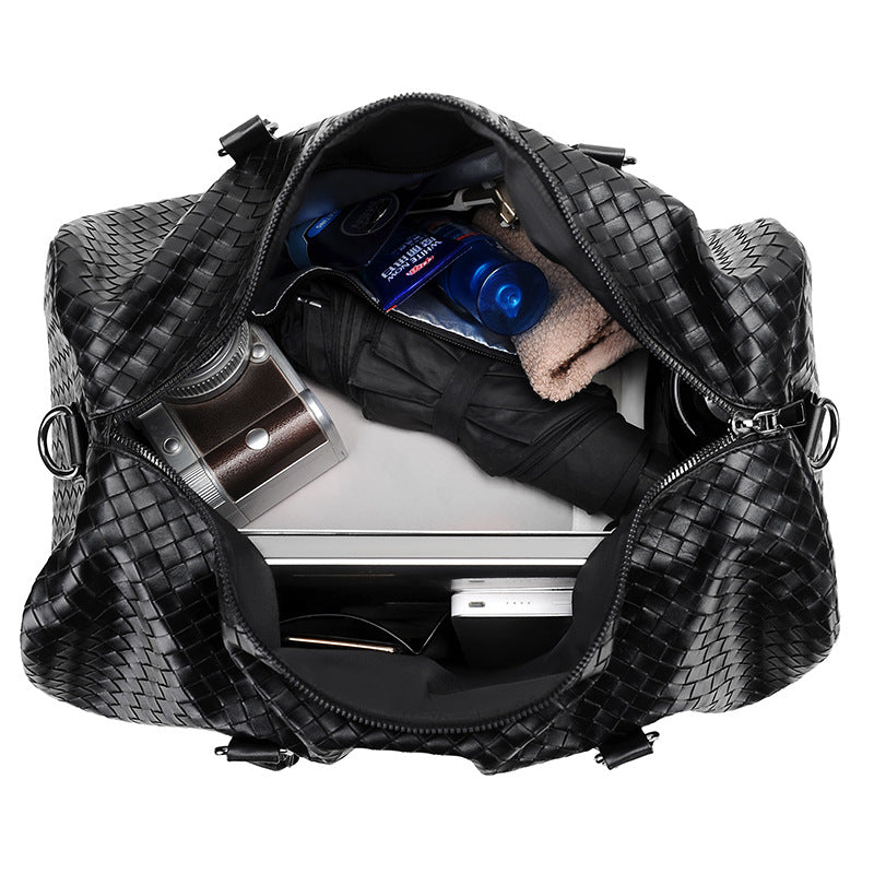Woven Leather Travel Duffle Bag Bowlift