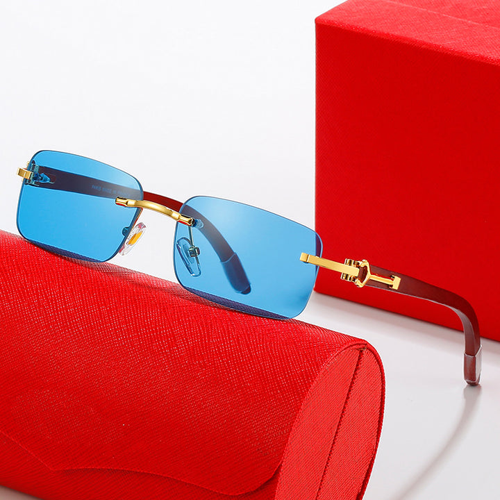 Women's fashionable semi-rimless sunglasses with luxurious metal and plastic frame Bowlift