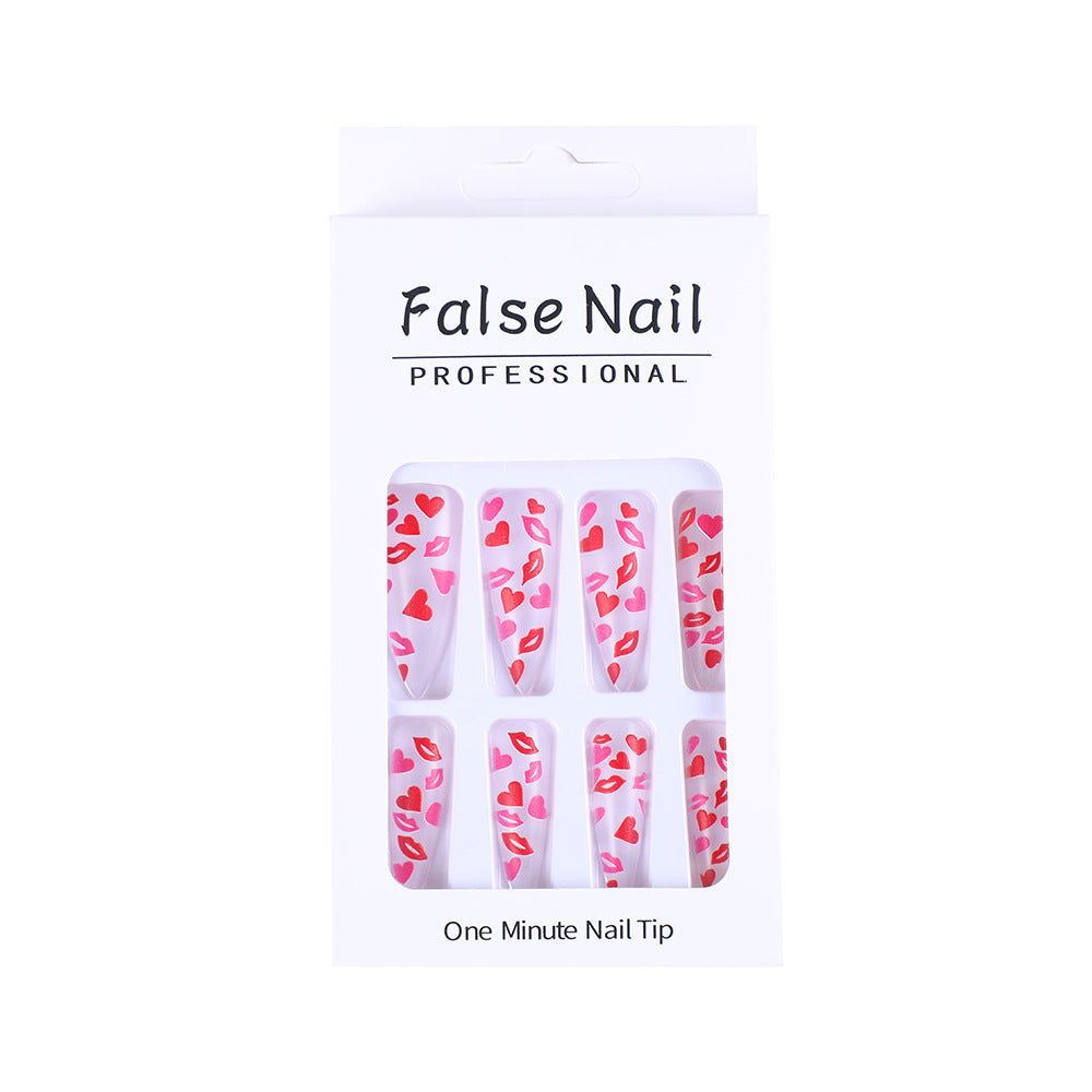 Artificial nails with romantic lip and heart designs Bowlift