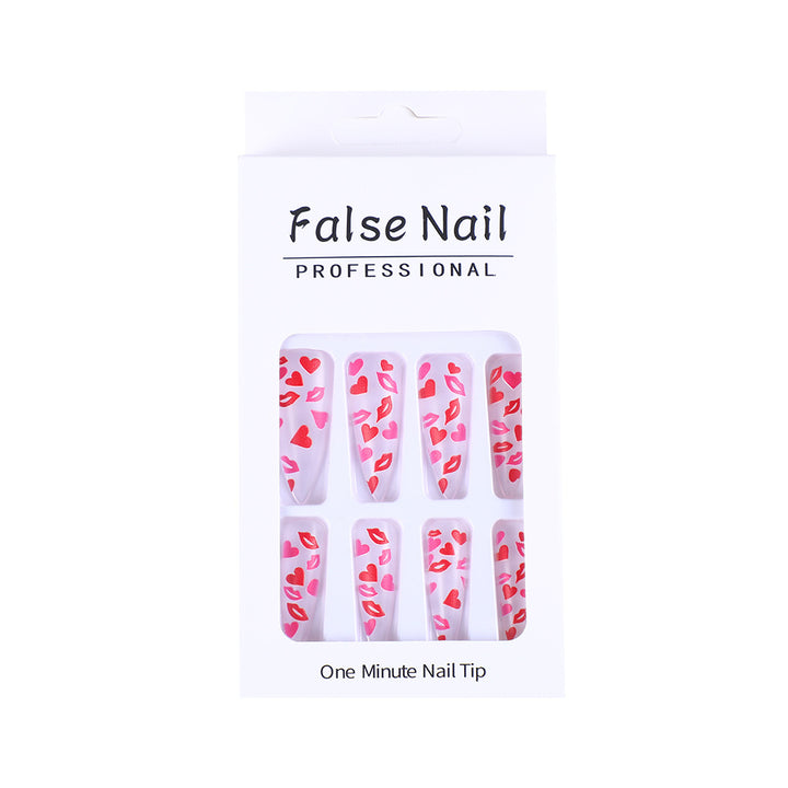 Artificial nails with romantic lip and heart designs Bowlift