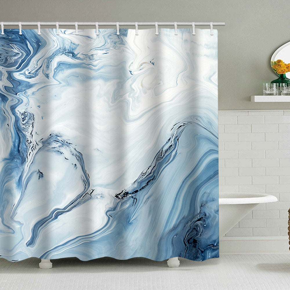 Elegant Marble-Patterned Shower Curtain Bowlift