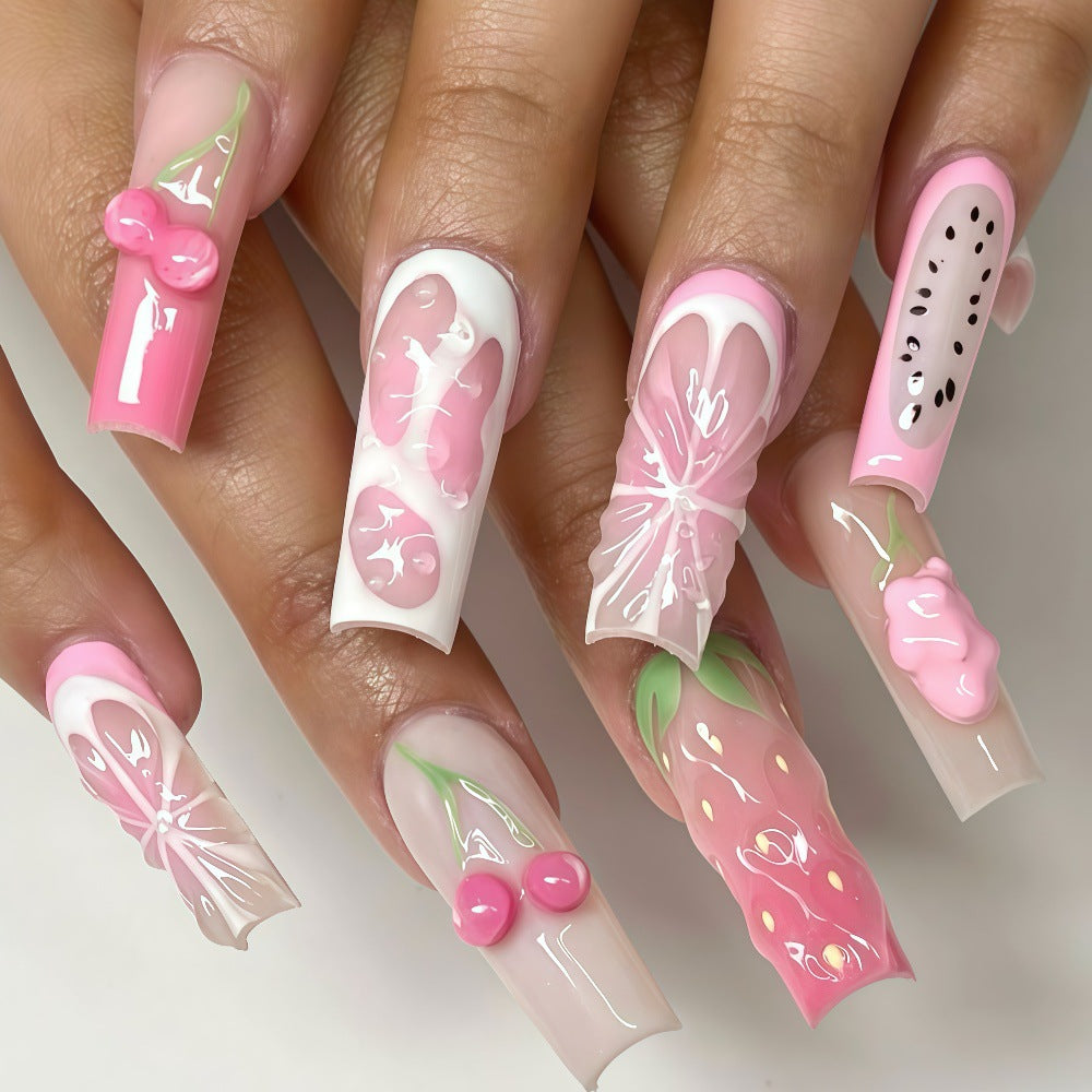 Artificial nails with strawberry and cherry designs Bowlift