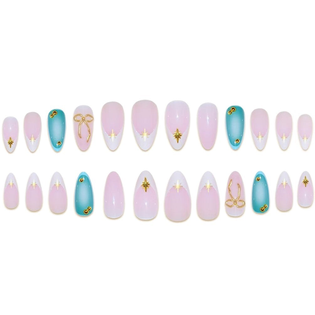 Artistic Stiletto Nail Art Set with Gold Accents Bowlift