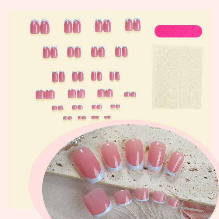Artistic French Tip Press-On Nails Set Bowlift