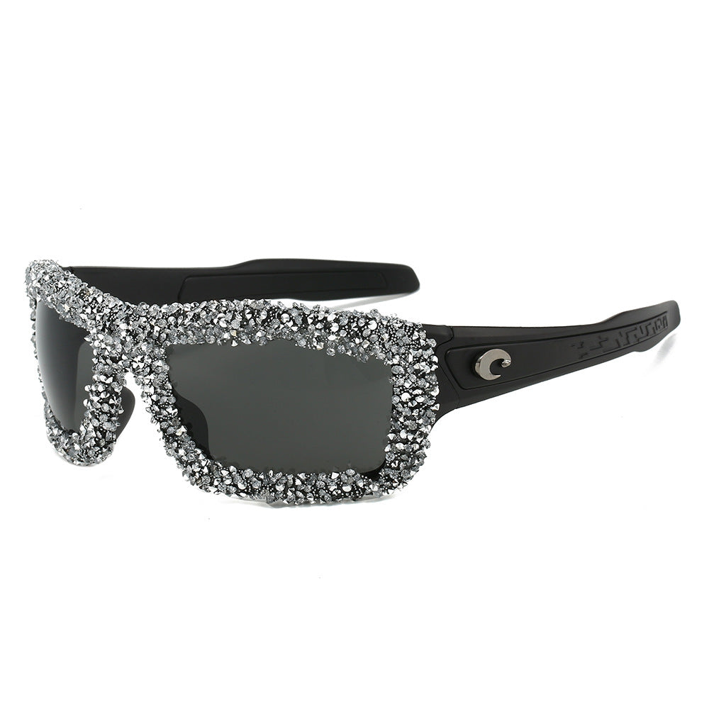 Women's sporty sunglasses with sparkling rhinestone frame Bowlift