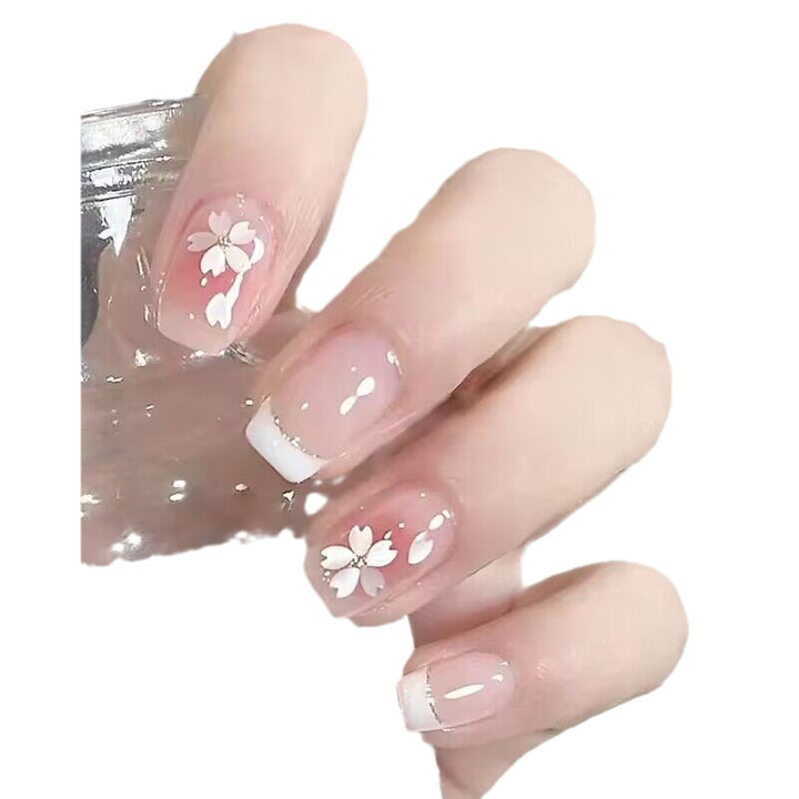 Artistic Floral-Designed Press-On Nail Set Bowlift 1787296289