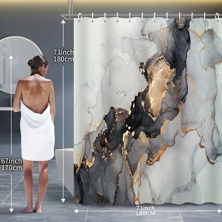 Artistic Marble Design Shower Curtain Bowlift
