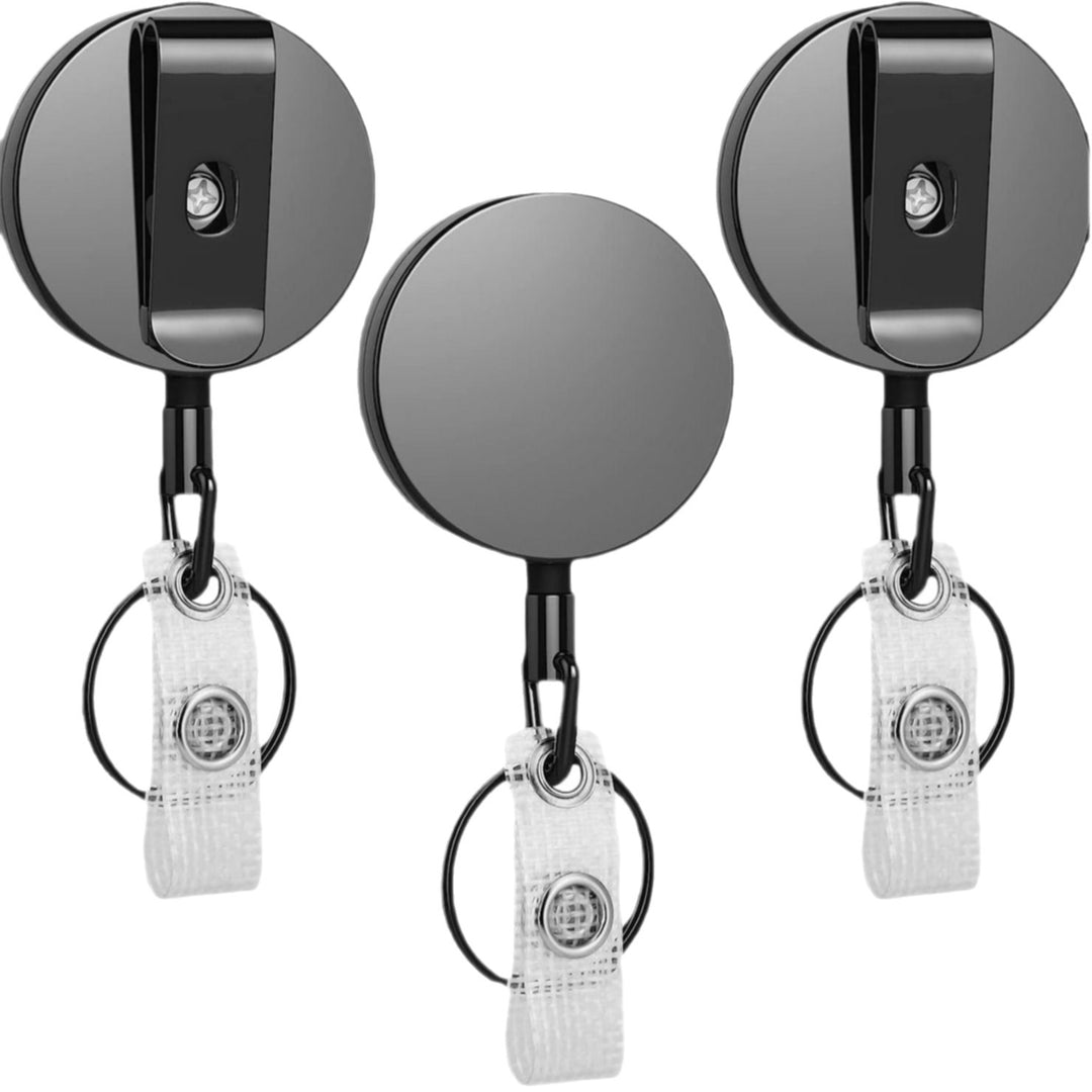 Retractable Metal Clip ID Badge Reel and Clear Card Holder Set Bowlift