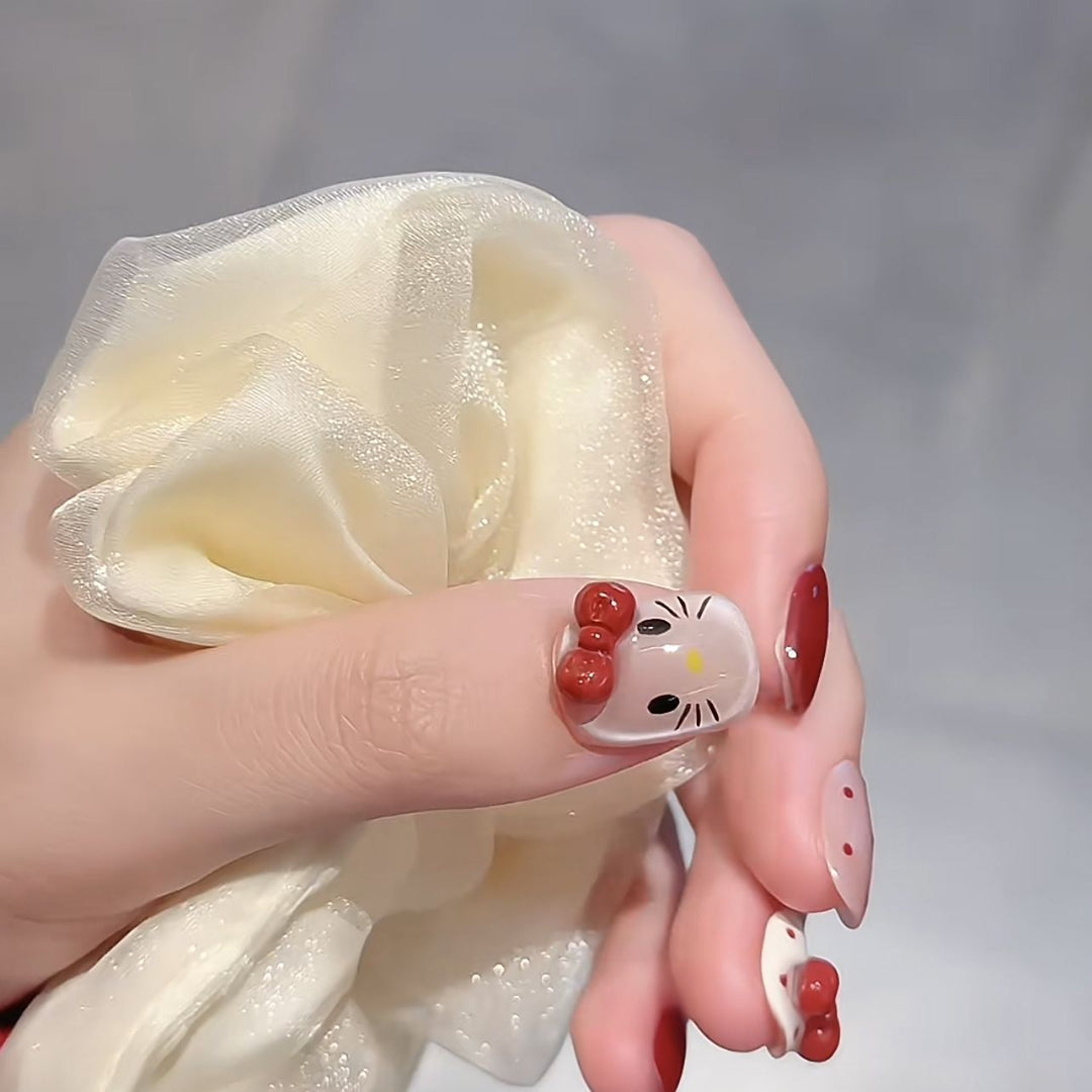 Whimsical Character-Themed Press-On Nail Set Bowlift