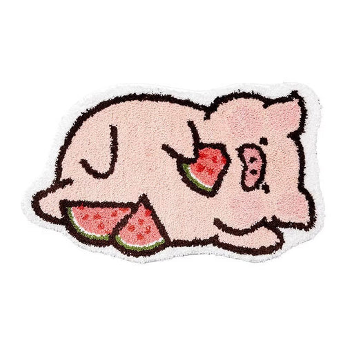 Cartoon Pig-Themed Bath Mat