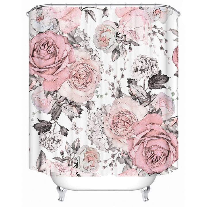 Floral Print Shower Curtain Bowlift
