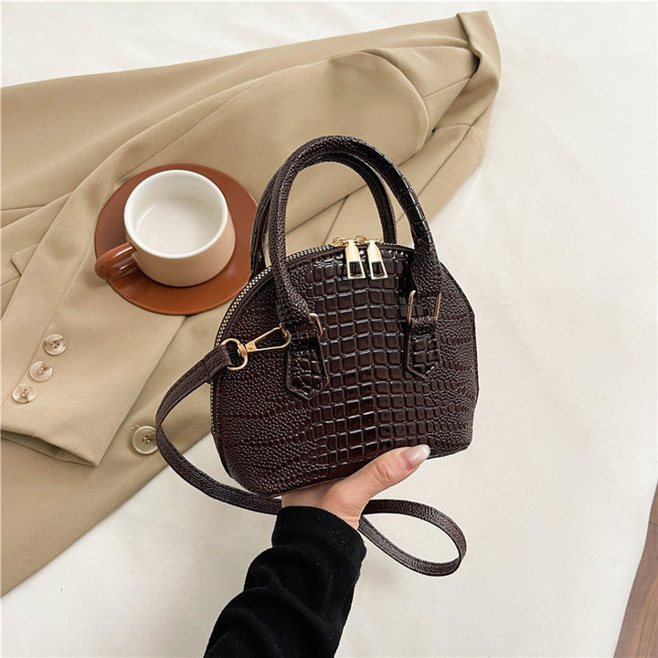 Crocodile-Embossed Mini Satchel Bag Bowlift